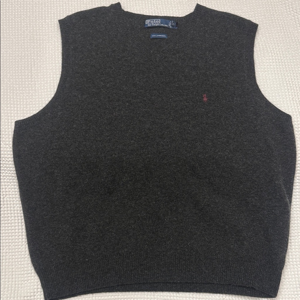 Polo Ralph Lauren Charcoal Knit Lambswool Sleeveless Sweater Vest - XL